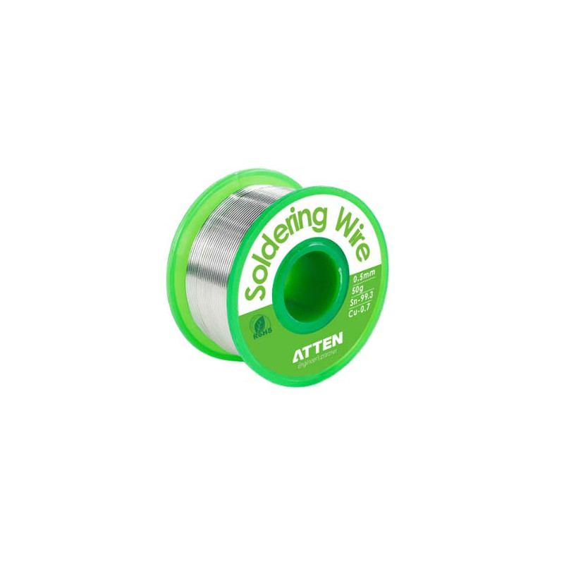 ATTEN Lead-Free Rosin Core Sn-99.3 Cu-0.7 Solder Soldering Wire, 0.5mm, 50g