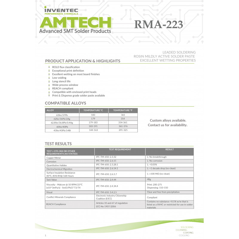AMTECH RMA-223 Rosin Based Tacky Flux, 10cc